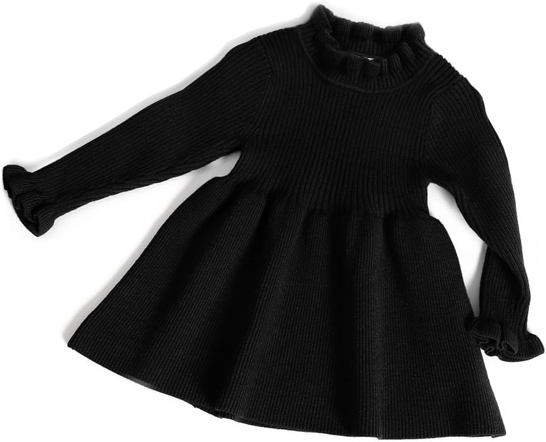 formal black dresses for plus size women Black and Cream Preppy Long Sleeve Sweater Dress main image 1