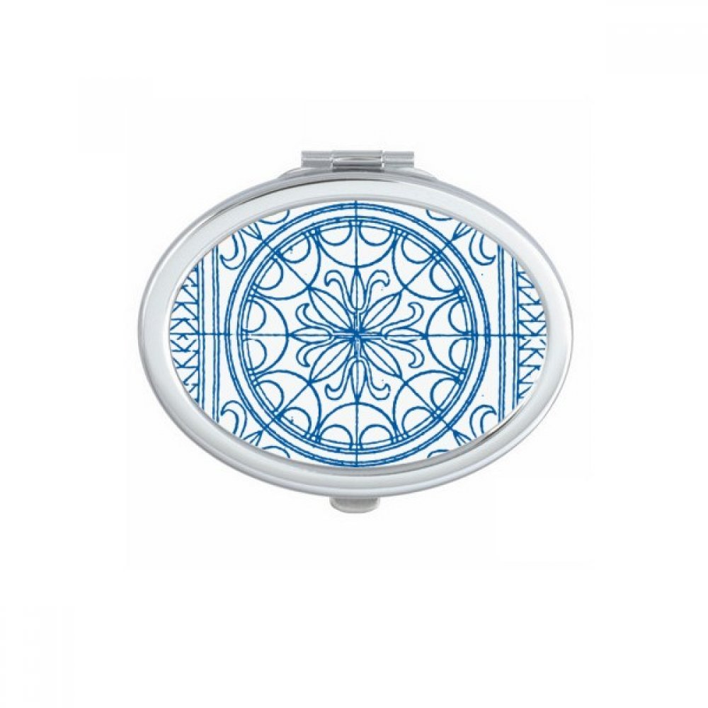 Miroir de maquillage bleu Talavera ovale compact pour retouches de teint