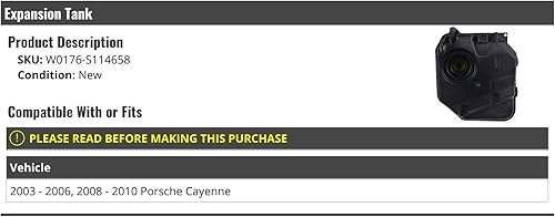 Tanque de expansión de desbordamiento de refrigerante para radiador, compatible con Porsche Cayenne 2003-2006, 2008-2010.