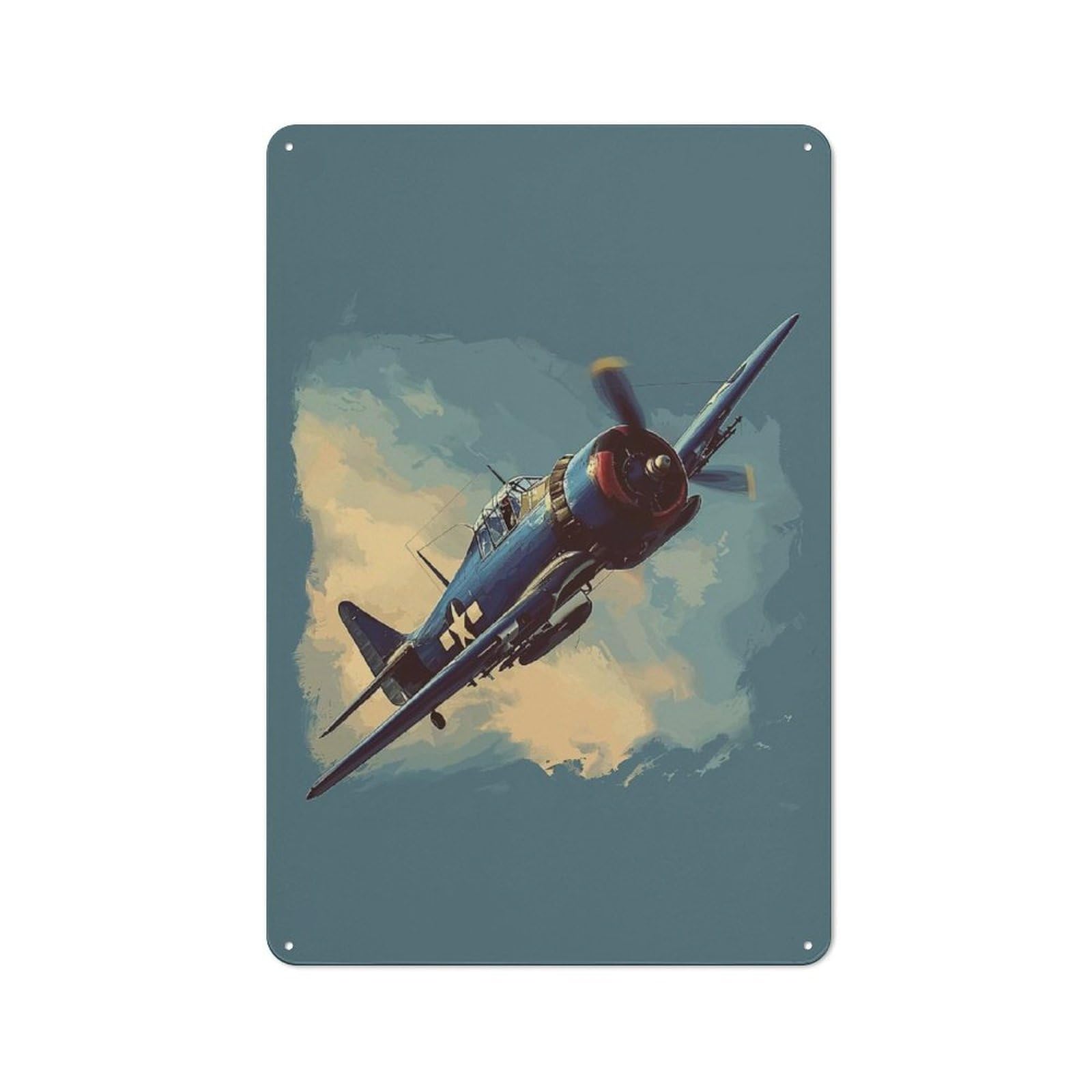 Rustic Vintage Metal Sign 30x20cm Featuring F6F Hellcat Plane, Home Bar Decor for Cafe, Pub, Workshop Or Home Bar