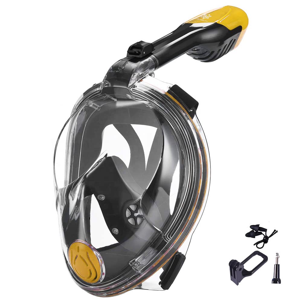 Mascara de Buceo, 180° Panorámica Gafas Buceo de Cara Completa Gafas de Bucear Anti-Niebla y Anti-Fugas, Cámara Acuatica Deportiva la Soporte, Easy Breathe para Adultos