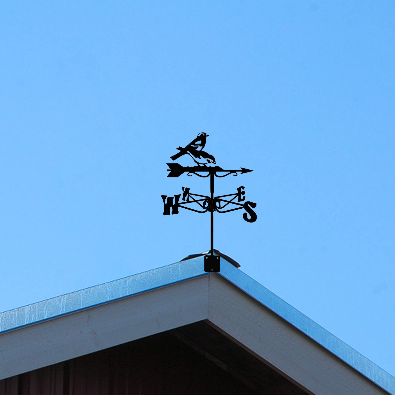 WIQUYBML wind vane Roof Weather Vane, Metal Courtyard Wind Vane Ornament Decoration, Black Direction Indicator Kit, Bracket for Garden, Home