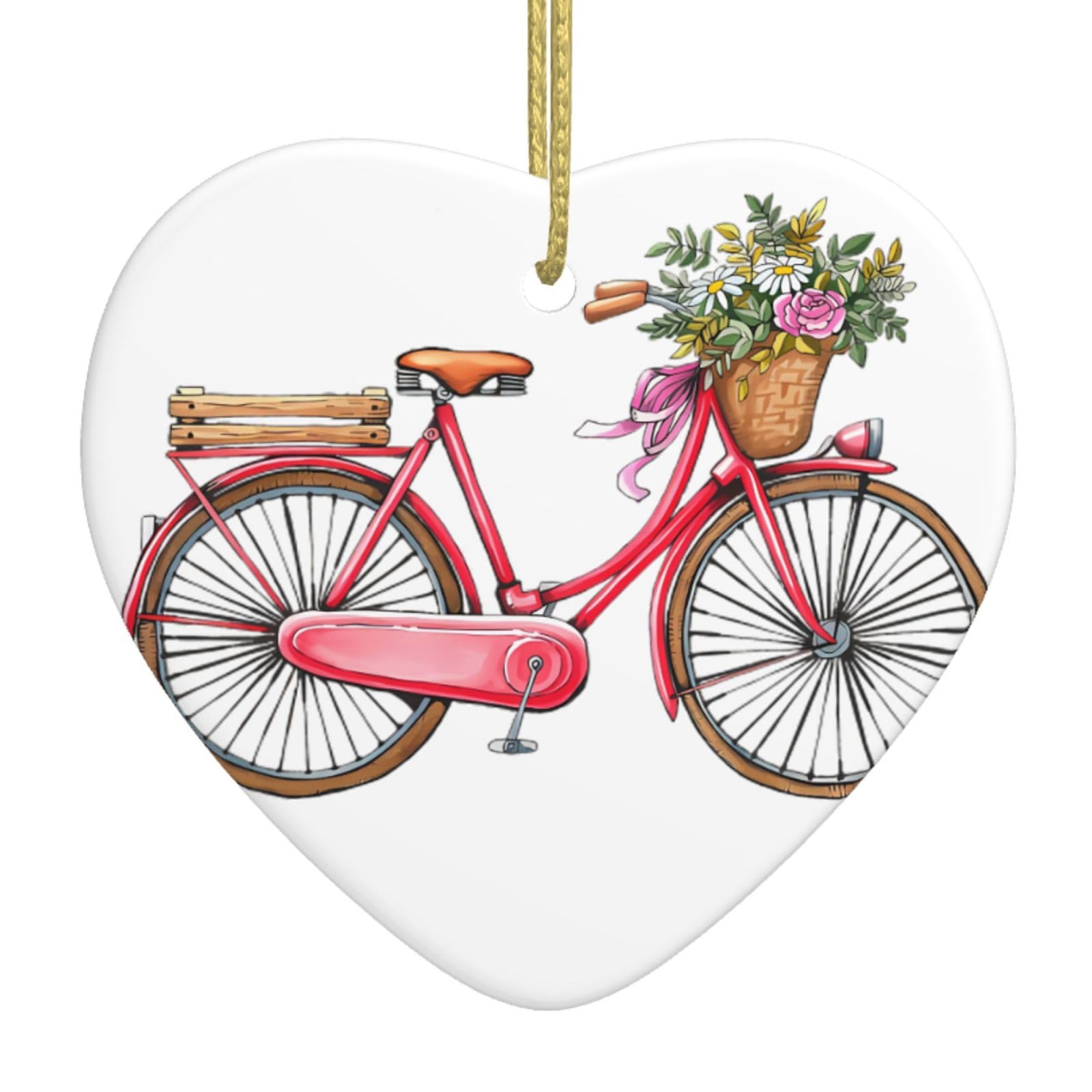 Christmas ceramic heart pendant YYHHAOFA Retro red bicycle Picture Christmas tree decoration for fireplace shopping mall holiday party