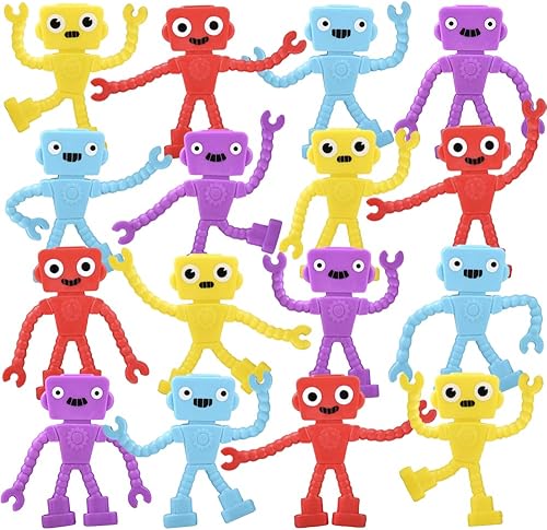 ArtCreativity 48 piezas de juguetes robot, figuras flexibles para niños de 3 a 5 en 4 colores vibrantes, recuerdos de fiesta de robots, robots de