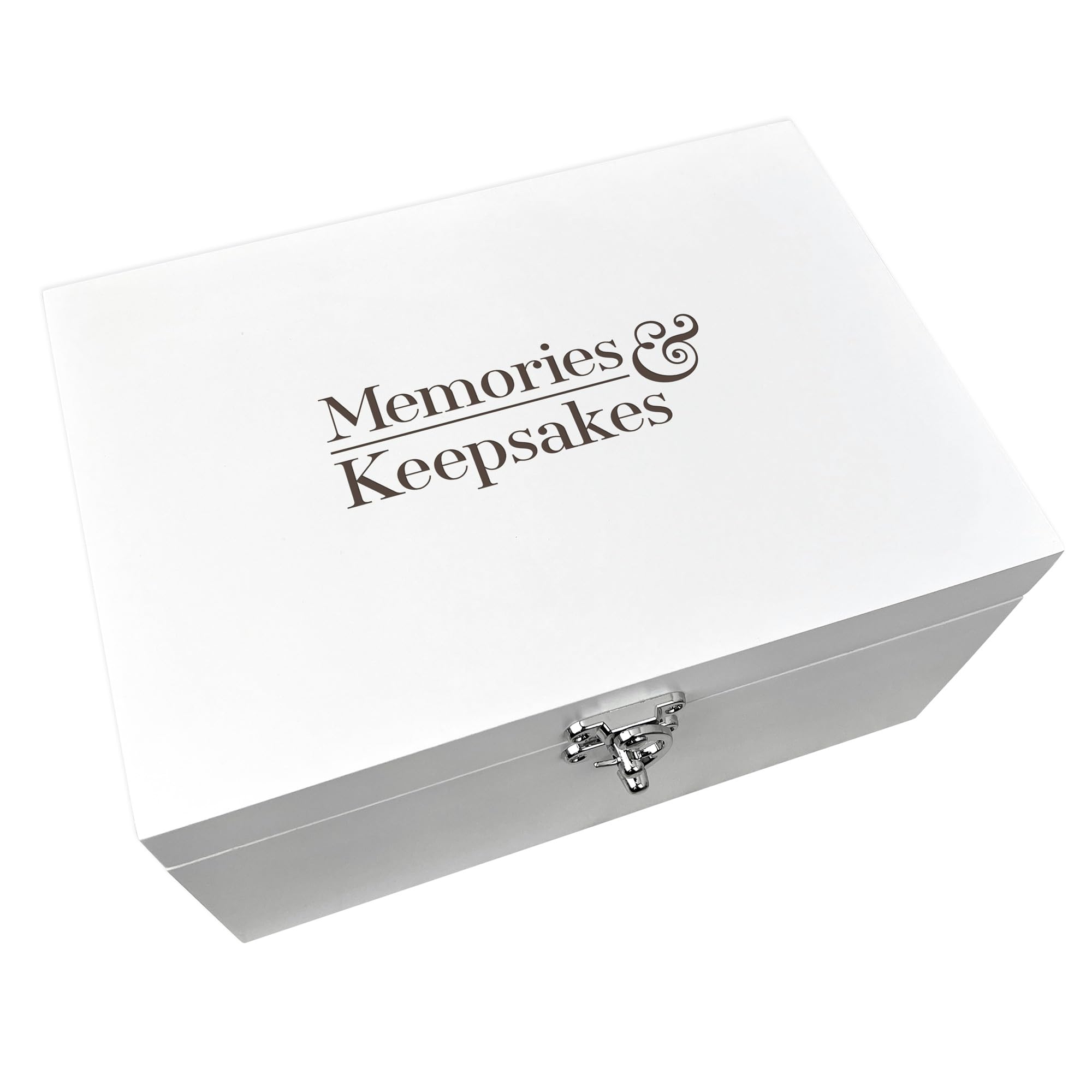 The Lovely Keepsake Company White Memories & Keepsakes Engraved Storage Box | Wooden Memory Box | Reusable Storage Box |Memorial Keepsake Box | Any Occasion Memory Box | 27Cm X 19Cm X 14Cm