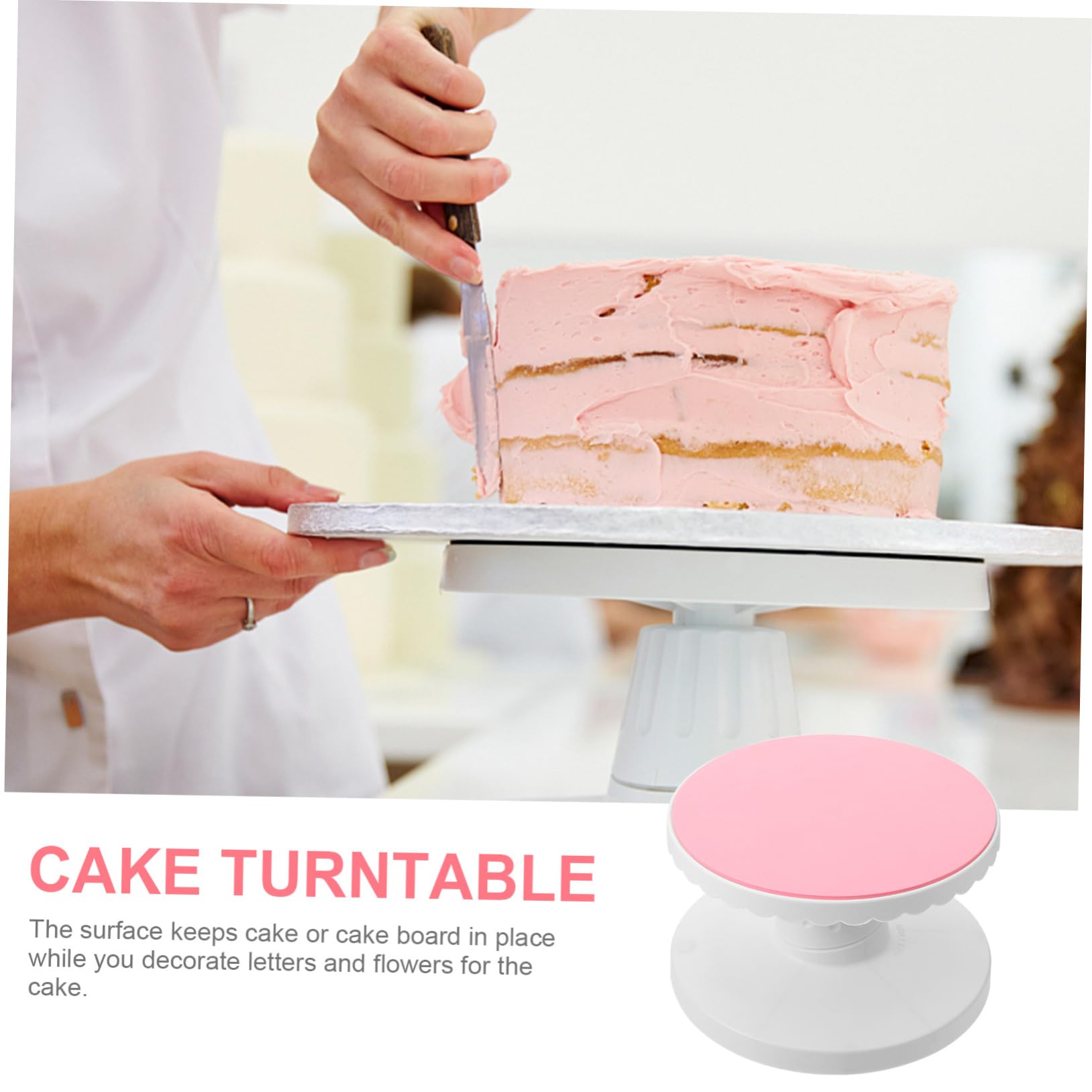 Plateau Tournant à Gâteaux 10 Pouces en Plastique Rose pour Décoration