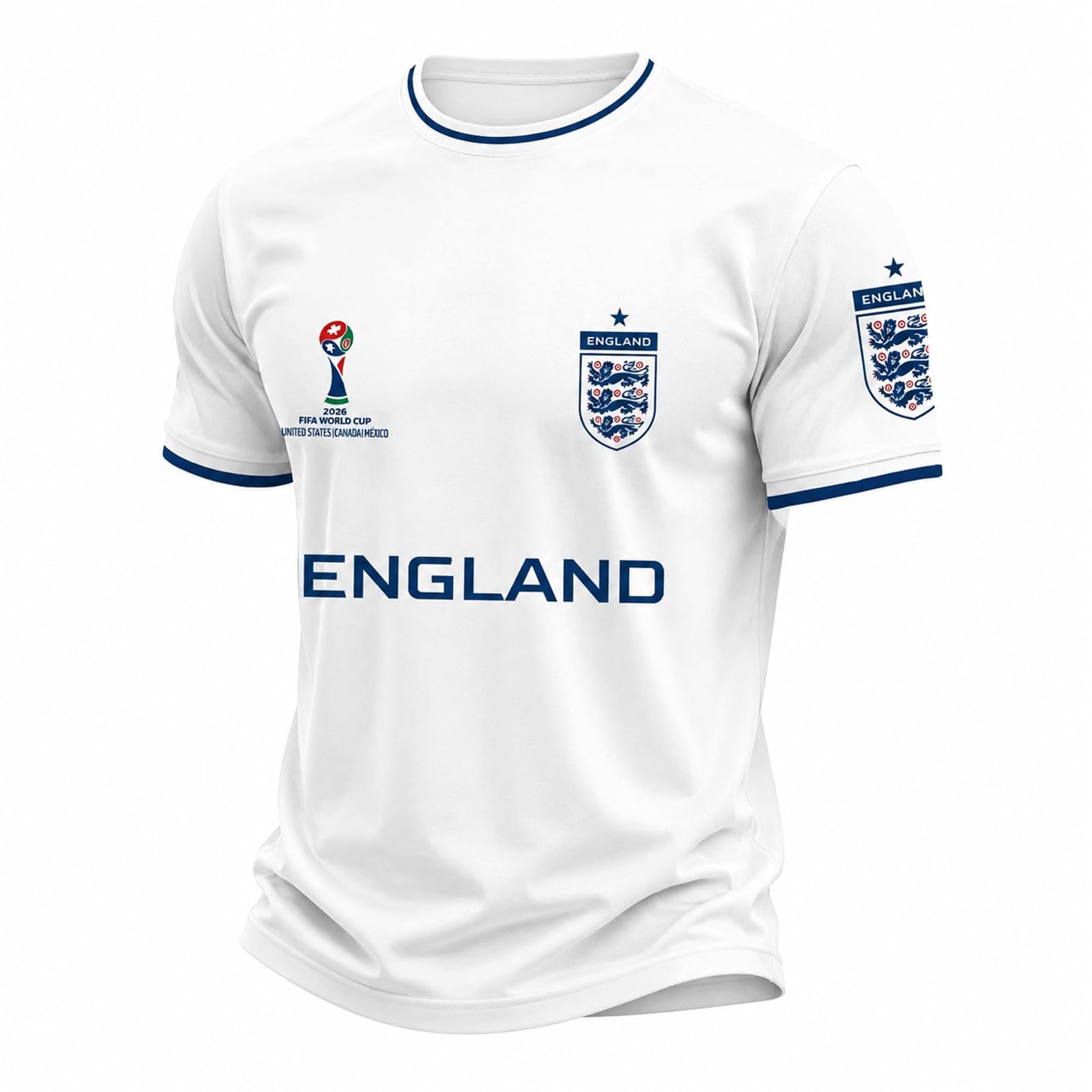 England Football Shirt 2026 Men's Short Sleeve World Cup T-Shirts Union Jack for Supporters of Football Casual Print Athletic Stretch Lightweight Breathable Soccer Jersey (01-Dark Blue, M)