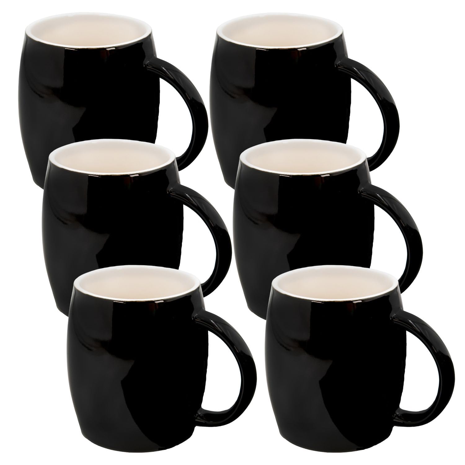 INTIRILIFE 6x tazza con manico in ceramica nera - 400 ml - tazza per caffè tè cappuccino lavabile in lavastoviglie idea regalo per amici o colleghi di famiglia