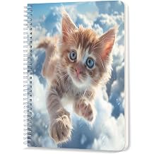 Spiral Notebook,Double-Wire Spiral College Lined Journal Notebook for Study and Notes,100 Pages,5.71x 8.26 in - Kitten's Flight Amongst the Fluffy Clouds