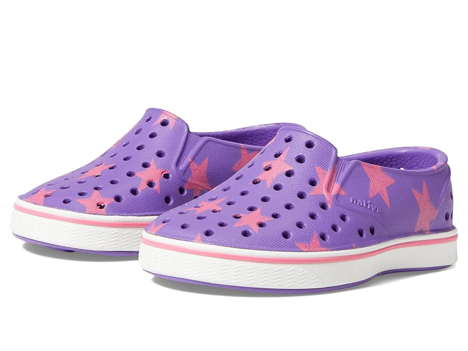 Native Shoes Kids Miles Sugarlite Print (Toddler) (Starfish Purple/Shell White/Dazzle Stars) Kid's Shoes INTERNATIONAL SHIPPING