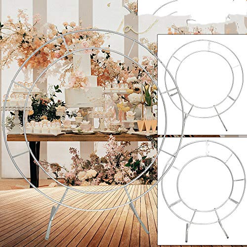 image for TBVECHI Wedding Metal Wreath Round Backdrop Stand Arch Backdrop Iron S