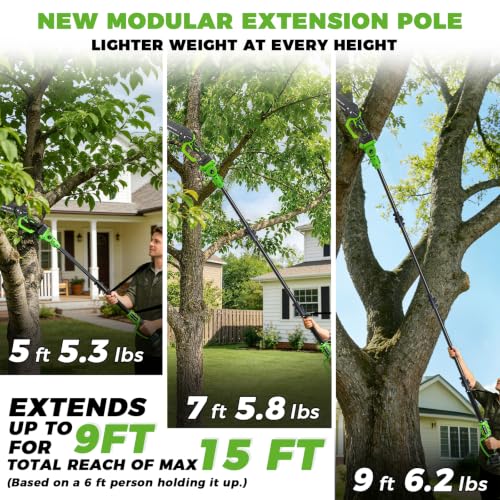 Image of 6Inch Mini Chainsaw with Extension Pole, 2-in-1 Pole Saw for Tree Trimming
