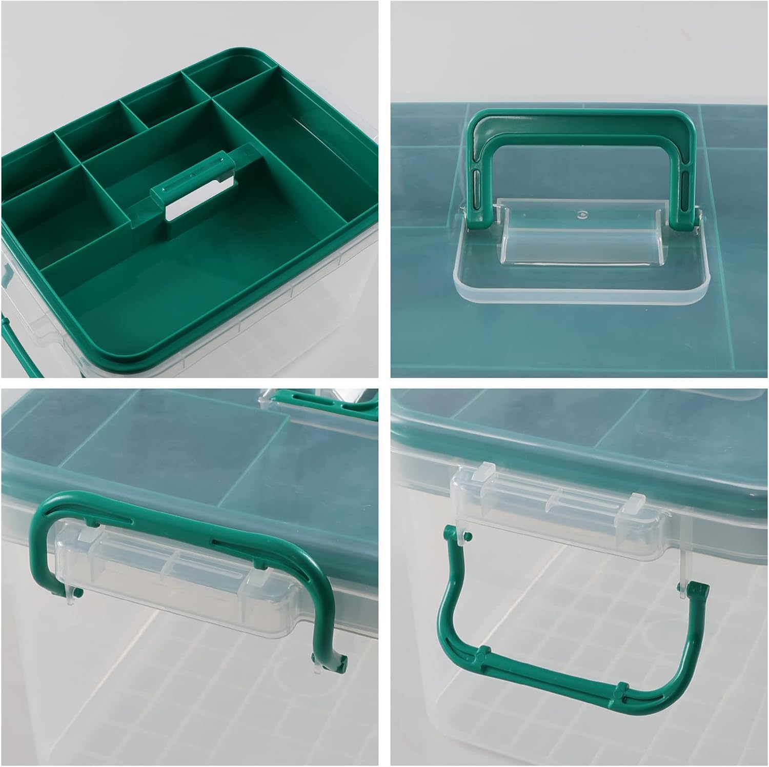 Xyskin Clear Medicine Organizer Storage Box with Tray, Plastic First Aid Box Empty, Thickened Medicine Container Chest, Multipurpose Medical Case Caddy with Lids Handles