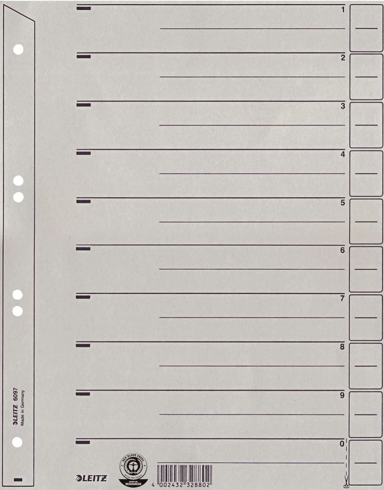 Leitz 6097-00-85 przedziały, przekładki kolorów, flagi na akta, segregator uniwersalny A4, szary