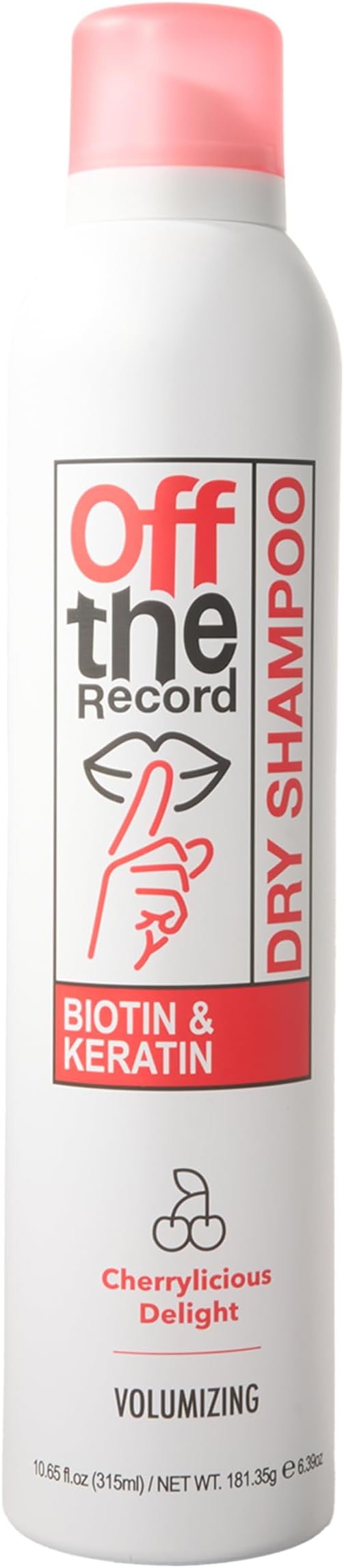 OFF THE RECORD Dry Shampoo - Cherrylicious Delight | Volumizing & Frizz Control | Biotin + Keratin | Smoothness, Shine, and Hair Care | 10.65 oz