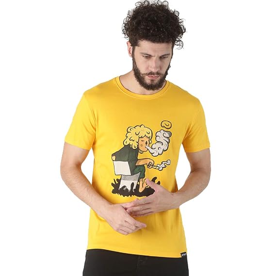 Yellow Crew Neck Graphic T-Shirt 