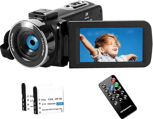 SPRANDOM Videocámara de 2.7K 48MP con luz de relleno LED, grabadora de cámara digital con zoom 16X, pantalla LCD de 3.0 pulgadas, cámara de vlogging