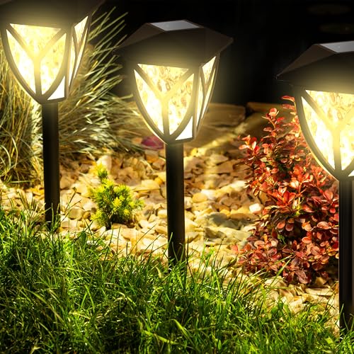 Ensenior 6-Pack Solar Lights Outdoor, 16.77" 3000K LED Solar Garden