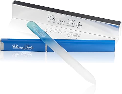 Miniatura 11 de ClassyLady - Lima de uñas de cristal, lima de uñas de vidrio con estuche para el cuidado profesional de las uñas con estuche Negro y morado