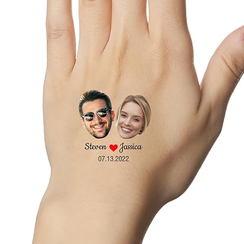 Miniatura 2 de YESCUSTOM Tatuajes temporales personalizados con foto, tatuaje facial personalizado con logotipo para adultos, parejas, mujeres, hombres, tatuajes