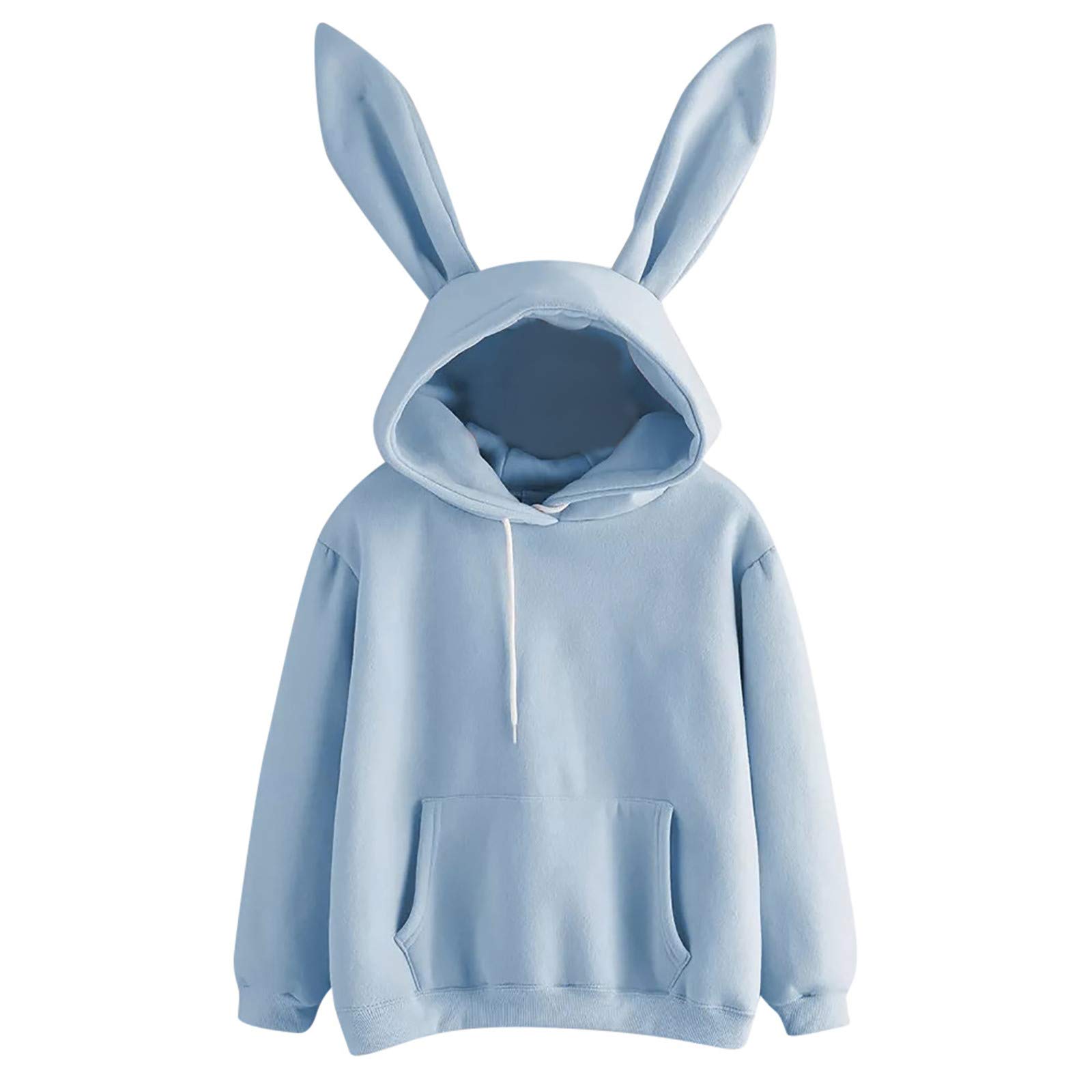 Sudaderas con capucha para mujer con orejas de conejo, ajuste holgado, lisas, con capucha, trajes de 2024, orejas de conejo, ropa de manga larga, ropa de otoño Backwoods para mujer, a la moda, Preppy