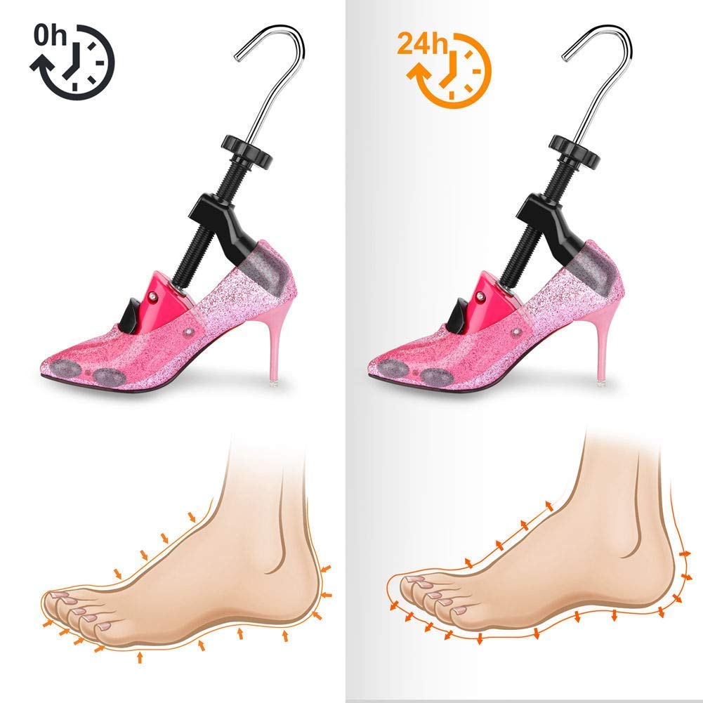 JJDPARTS Par de ensanchadores de zapatos Expansor de zapatos de 4 vías Ampliador de árbol de zapatos para pies anchos