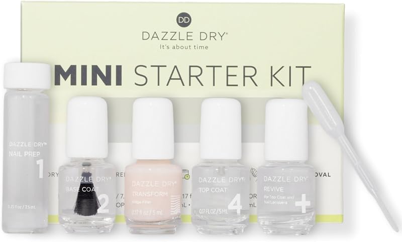 Mini kit completo de inicio | Paso 1 - Preparación de uñas · Paso 2 - Capa base · Paso 4 - Capa superior · Transformar - Relleno de crestas · Revive - Esmalte y diluyente de capa superior