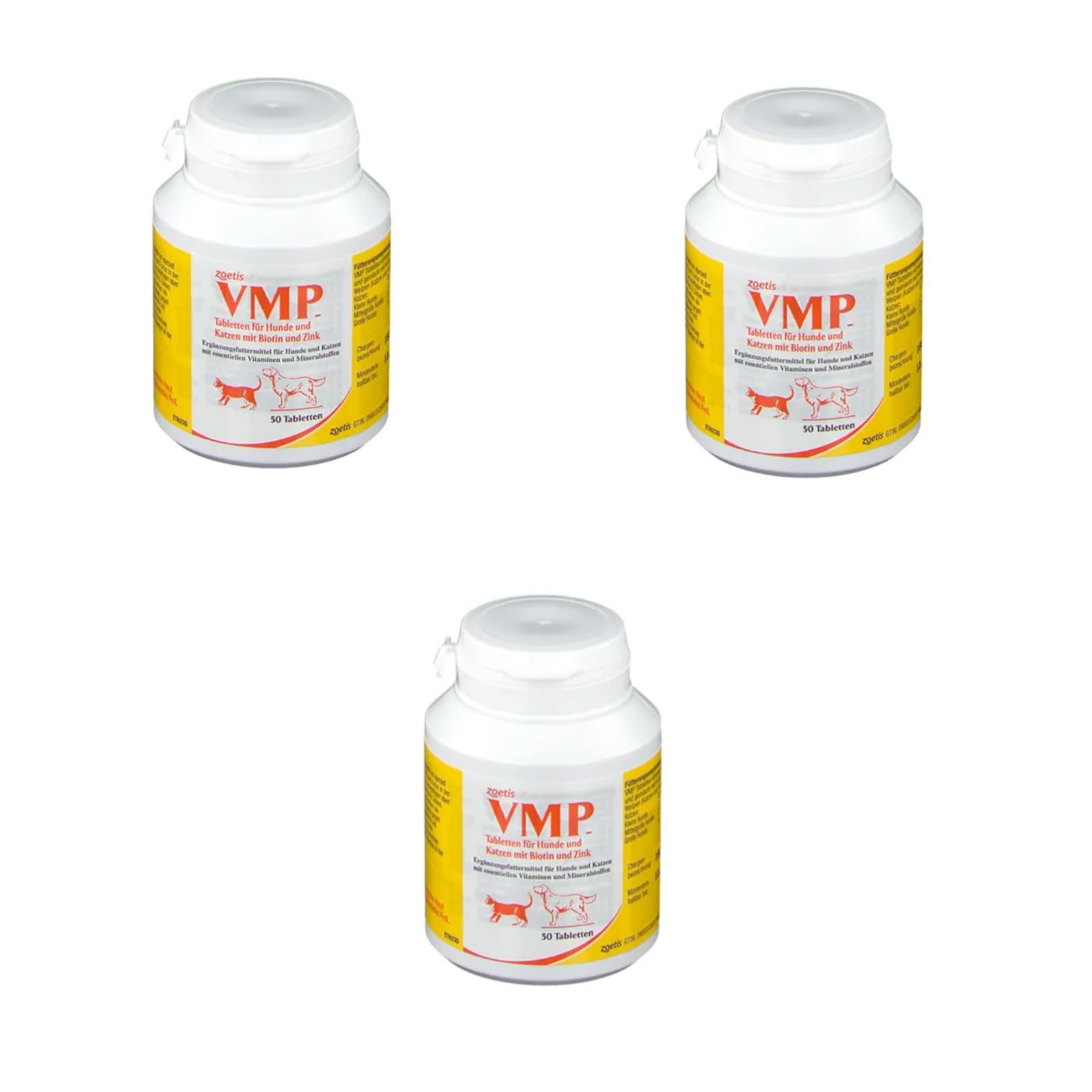 Zoetis VMP Tabletten | 3er Pack | 3 x 50 Tabletten | Für Hunde und Katzen | Ergänzungsfuttermittel mit Proteinen und Mineralstoffen | Für säugende und tragende Muttertiere