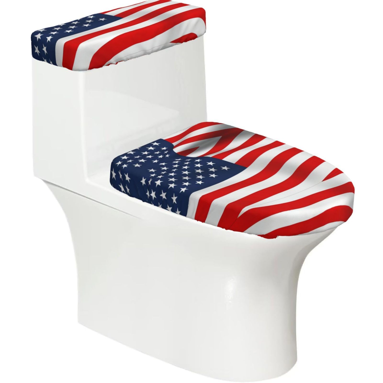 Mrowyc Black American Flag Patriotic Printed Toilet Seat Set - Set Of 2 - Universal Toilet Seat Cover - Housewarming Birthday Christmas Gift