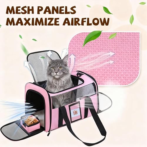 Miniatura 12 de Transportador de gatos, transportador para perros pequeños y gatos medianos, bolsa de viaje para mascotas, cachorros de hasta 15 libras, aprobado