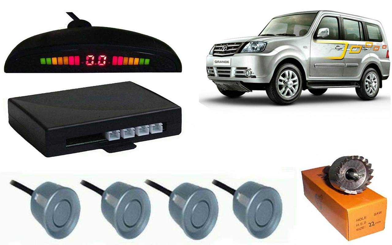 Silver Car Parking Reverse Sensors (Set of 4) Compatible with- Tata Sumo Grande