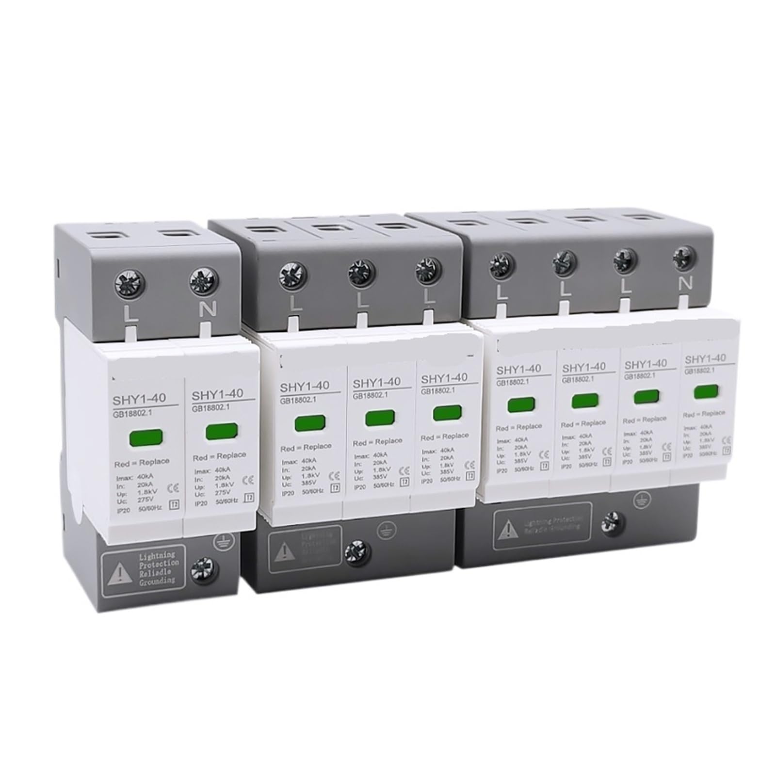 Protección contra sobretensiones AC SPD 2P 3P 4P 10〜20KA/20〜40KA /30KA〜60KA Protector rayos domésticos Pararrayos de bajo voltaje Dispositivo protector Disyuntor SHY1(3P,10-20KA)