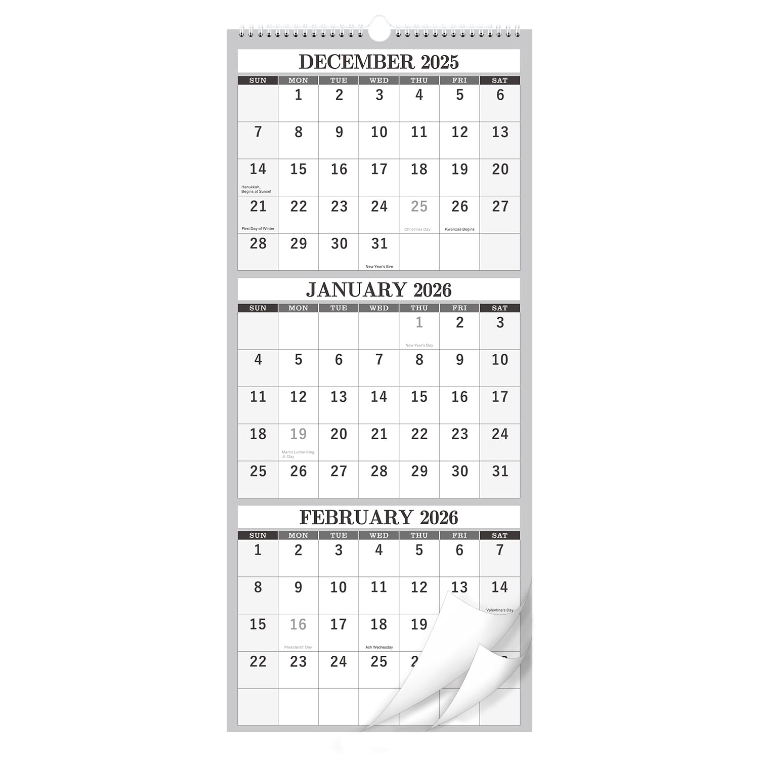 2023-2024 Wall Calendar – Apr.2023 - Jul.2024, 3 Month Calendar Vertical Display, 3-Month Wall Calendar 2023-2024, 11" x 26", Large Monthly Calendar, Lay- Flat, Holidays, Blocks, Perfect for Planning