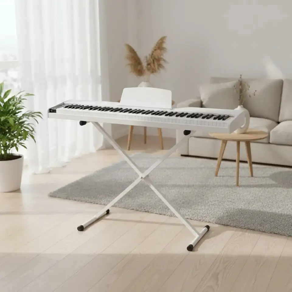 Piano Eletrônico 88 Teclas Sensitivas Luxo Bivolt Branco