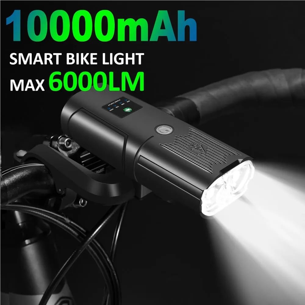 Inteligentne światło rowerowe przednie 10000mAh światło rowerowe 6000 lumenów wodoodporna lampa USB do ładowania MTB Road Cycling akcesoria rowerowe(011 set 3)