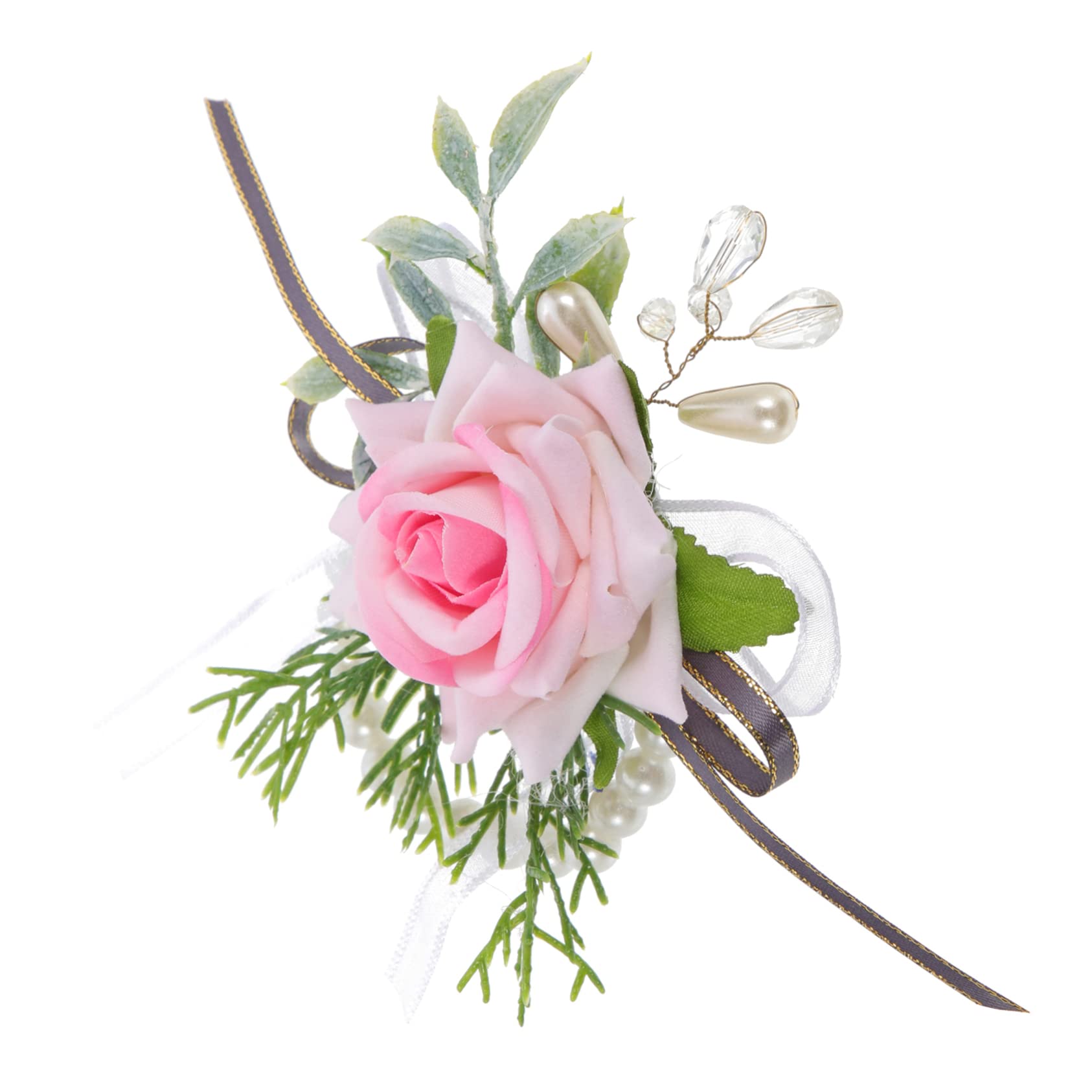 Fiore del Polso Decorazioni per Matrimoni Cestino Ghirlanda mazzolino Kit Ragazza Spillo decori del Braccialetto della Sposa Fiori da Polso da Damigella d'Onore plastica Rosa