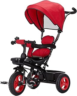 DYCIN folding trike Kids Tricycle for 1-3 Years Old with Compact Fold, Multi-Position Recline, Canopy with Out Sun Visor and More Pushchair Boy Girl Outdoor Toy (Color : Red)