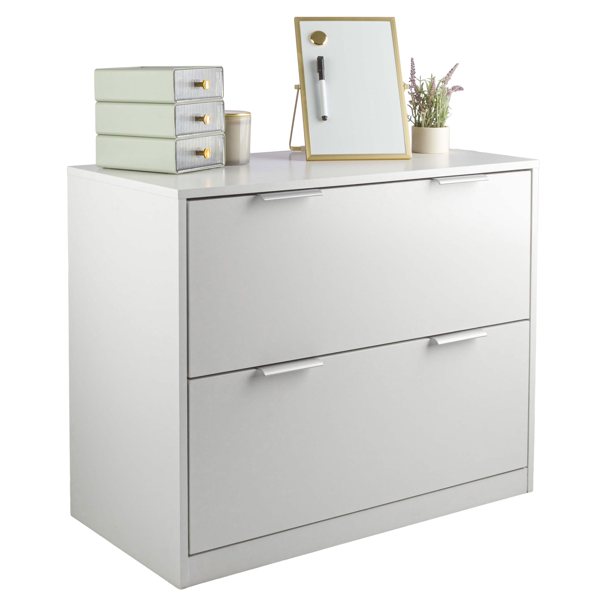 Lavish Home 2 Drawer File Cabinet Printer Stand, White, 30.5”x15.75”x25.5”