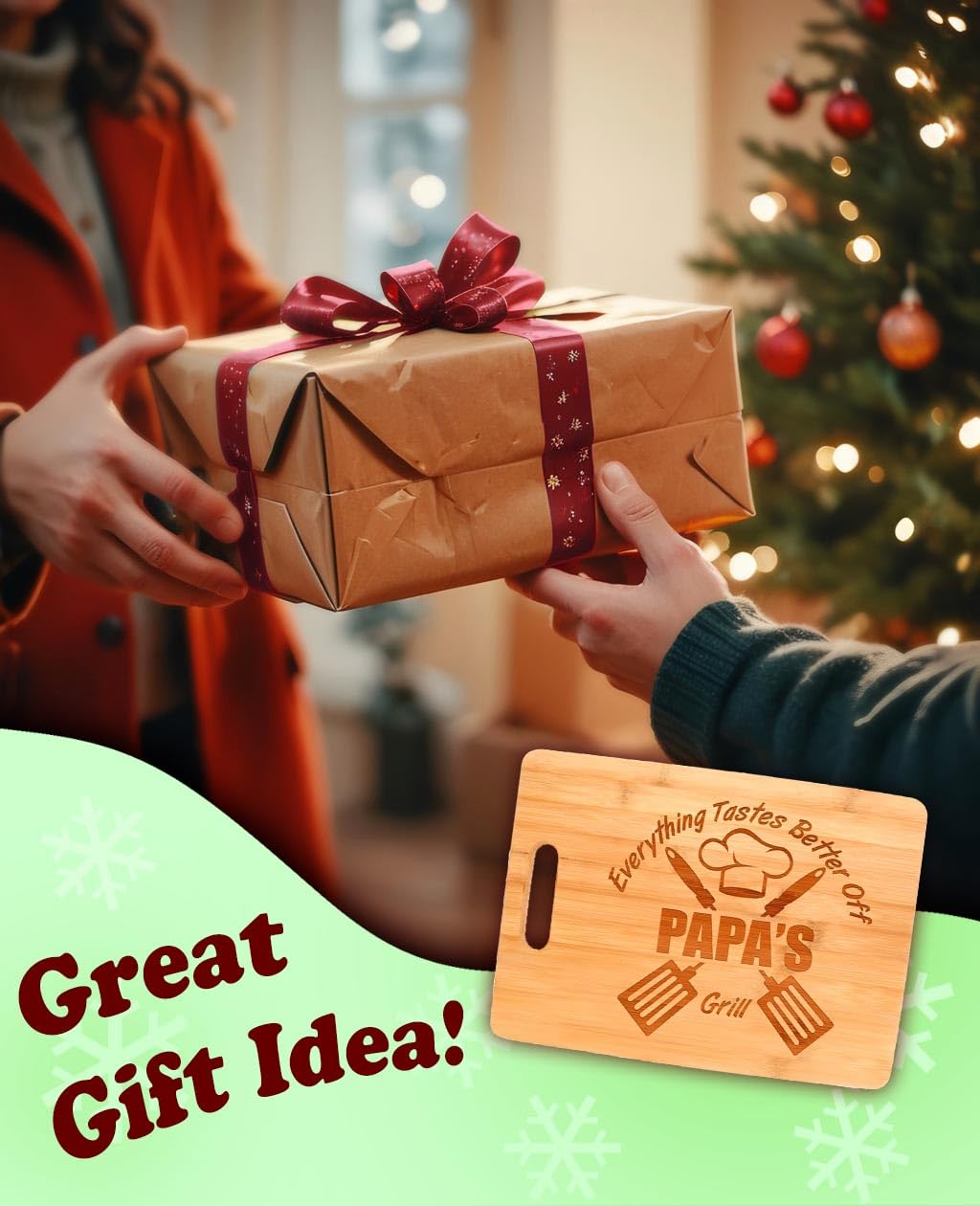 Laser Engraved Cutting Board Everything Tastes Better Off Papa's Grill Decorative Rectangle Shaped Wood Cutting Board