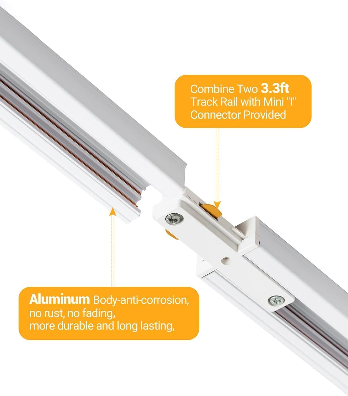 Zoomable 8 Lights LED Track Lighting Kit with 6.6FT H Type Track Lighting Rails, Dimmable White Track Lighting Fixtures Ceiling Modern Kitchen Spot Track Light Heads, 3000K CRI90+ 12W 1000lm