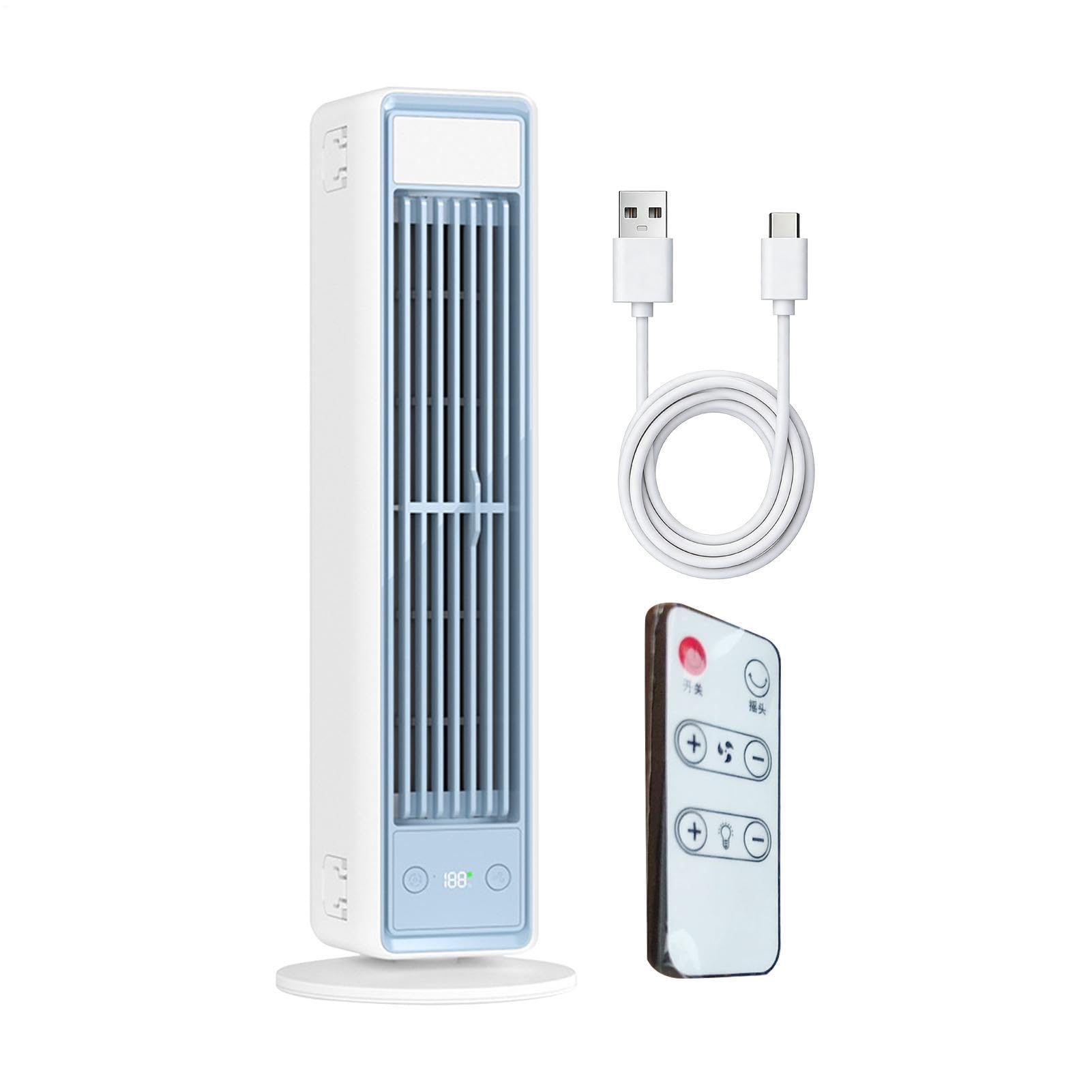 Ventilador Sin Aspas 5 Velocidades Control Táctil Recargable 3600 mAh | Ventilador portátil de pie para el dormitorio Para Hogar, Residencia Universitaria, Oficina, Salón, Restaurante