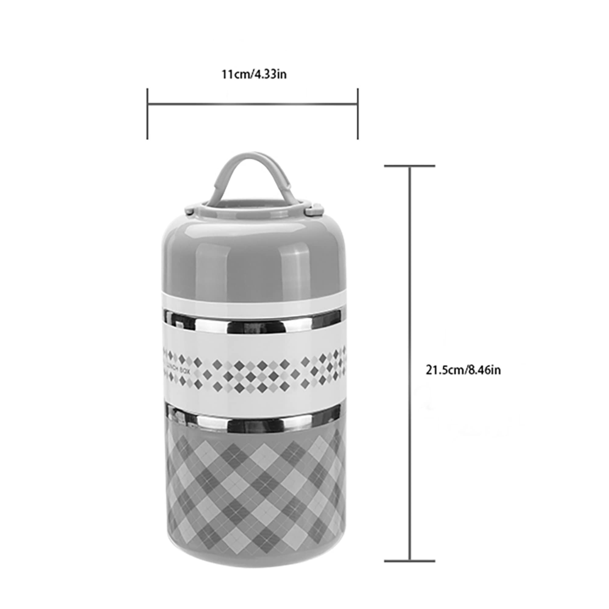 bwh Fiambrera térmica Acero Inoxidable Fiambrera Bento de 2 Niveles Contenedores PortáTiles de Almacenamiento de Alimentos para NiñOs Adultos Escuela Oficina Trabajo Hogar Picnic