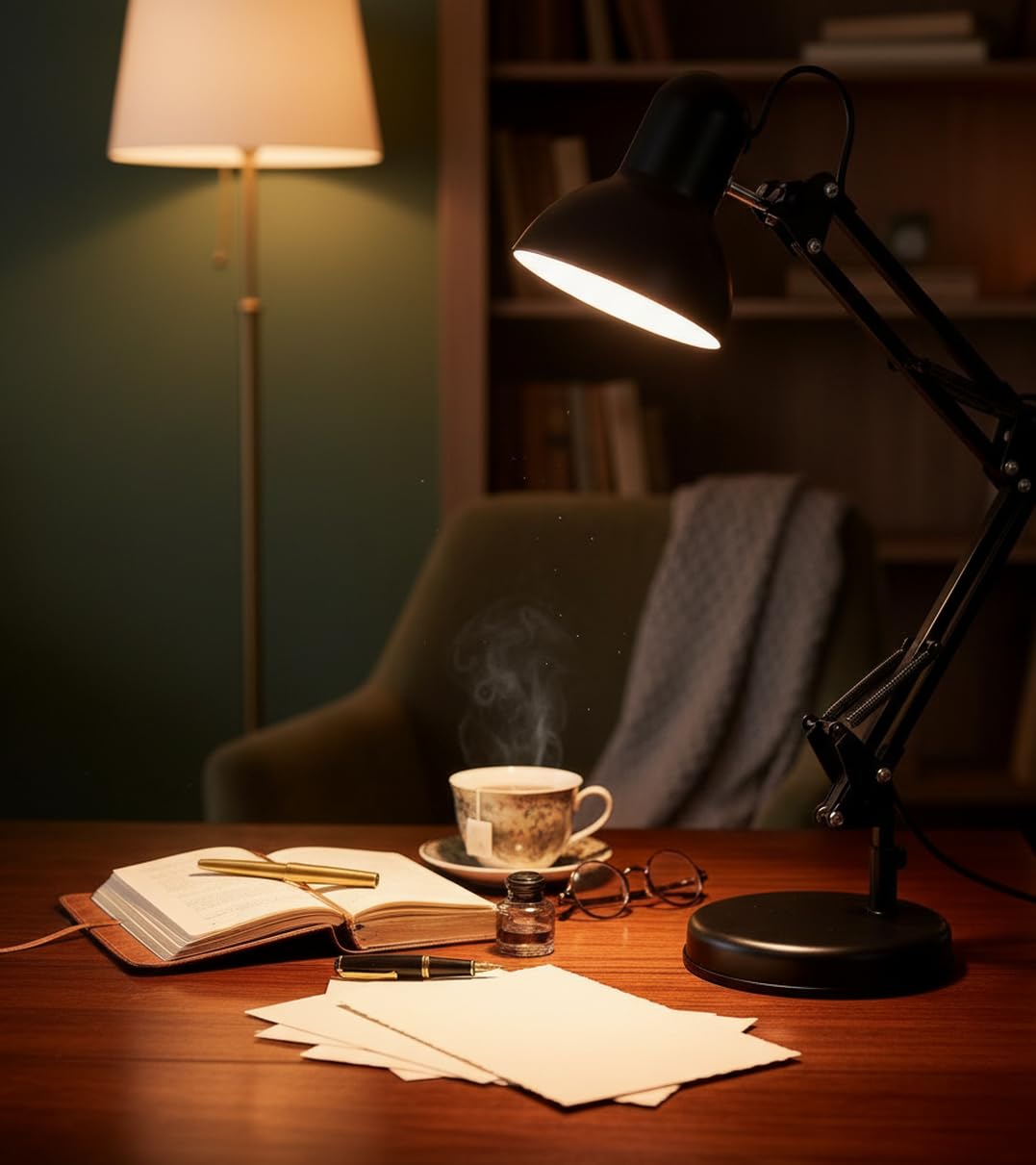 BEL AIR HOME - Lámpara de Escritorio LED Vintage Retro Articulada | Flexo Antigona Ajustable para Estudio y Lectura | Iluminación E27, Negro, Metal