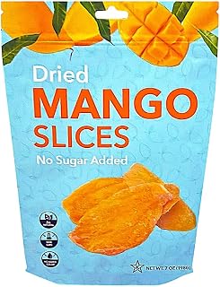Premium All Natural Real Wild Tropical Mango Dried Large Fruit Slices 7-Oz No Added Sugar Non GMO, Kosher, No Added Colors Healthy Snacks Resealable Bag (1-Pack)
