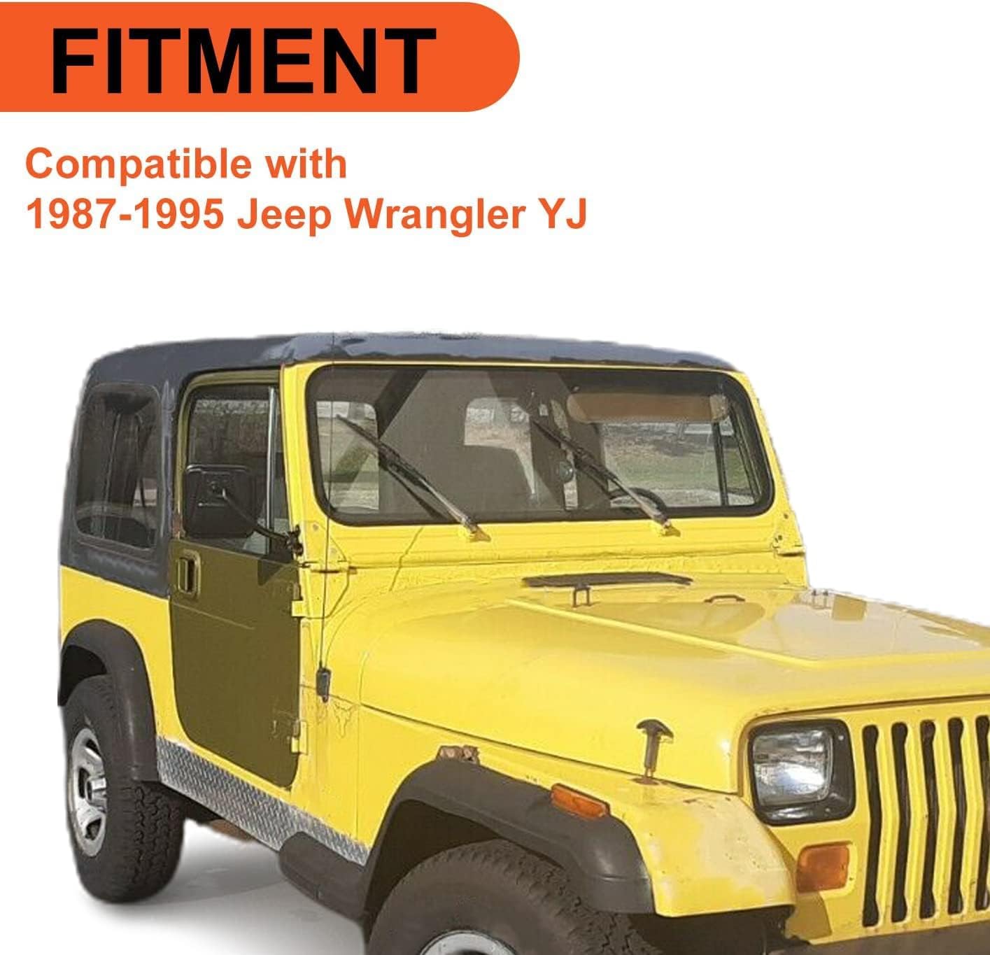 ECOTRIC Front Electrophoretic Windshield Frame Compatible with 1987-1995 Jeep Wrangler Jeep Wrangler YJ Replacement for CH1280101 55174576