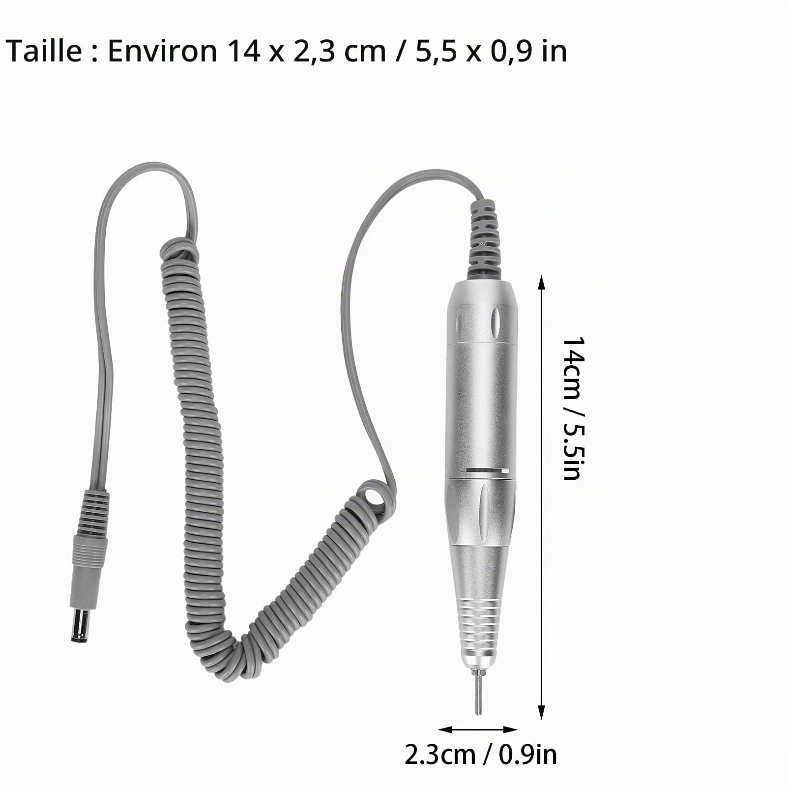 Tiiyee Stylo de Perceuse à Ongles électrique, Alliage D'aluminium Gris | Professionnelle Manucure Pédicure Outil Polissage Machine 35000 tr/min Remplacement Ponceuse Poignée Rechange Accessoires