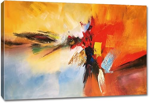 Lienzo decorativo amarillo para pared, pinturas de arte abstracto, colores rojos cálidos, graffiti sobre fondo blanco, decoración moderna para sala