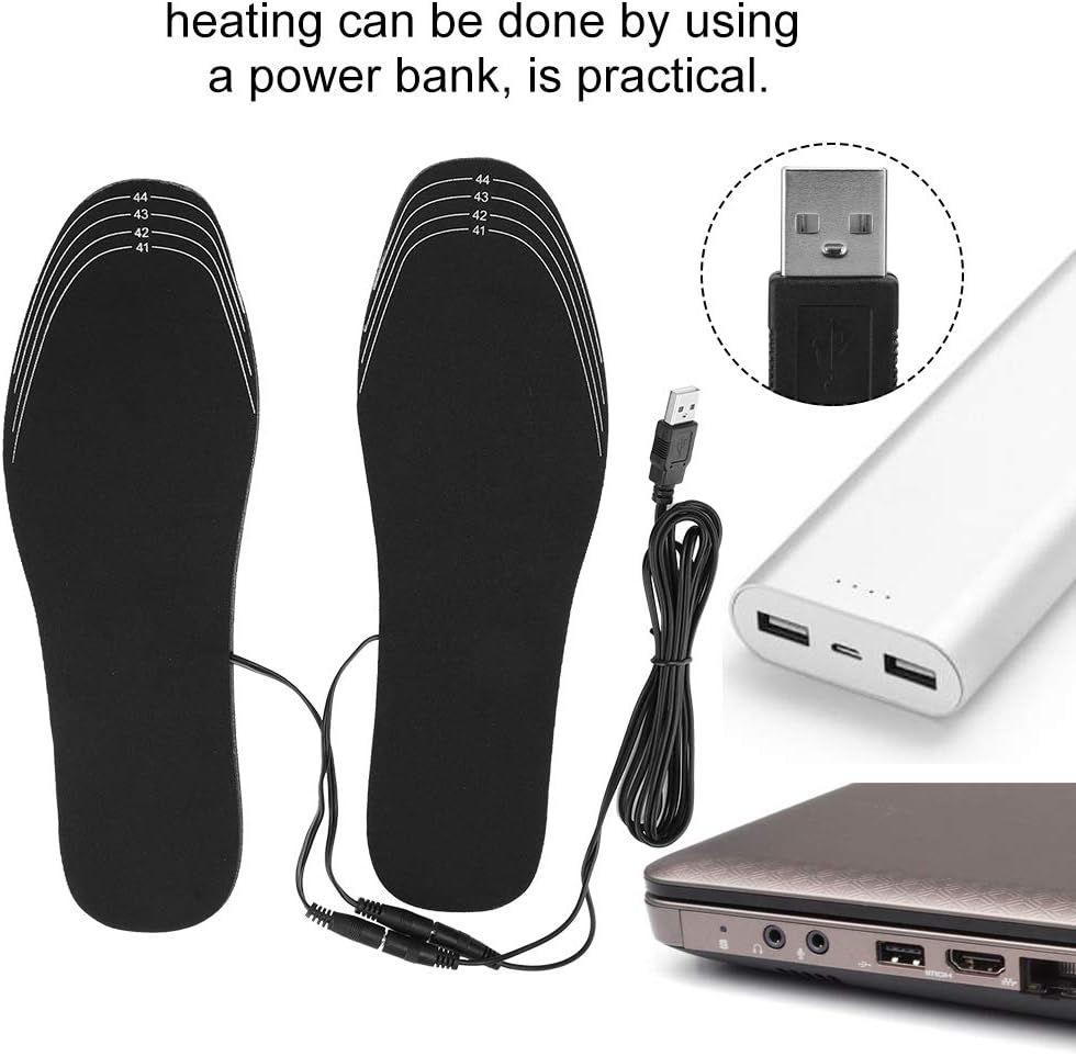 Heated Insoles, Toe Warmers, Electric Foot Warmer, Winter USB Heated Shoe Insoles, Foot Warming Pad Mat, Heating Cuttable Insole for Man Woman Child(S (35-40))