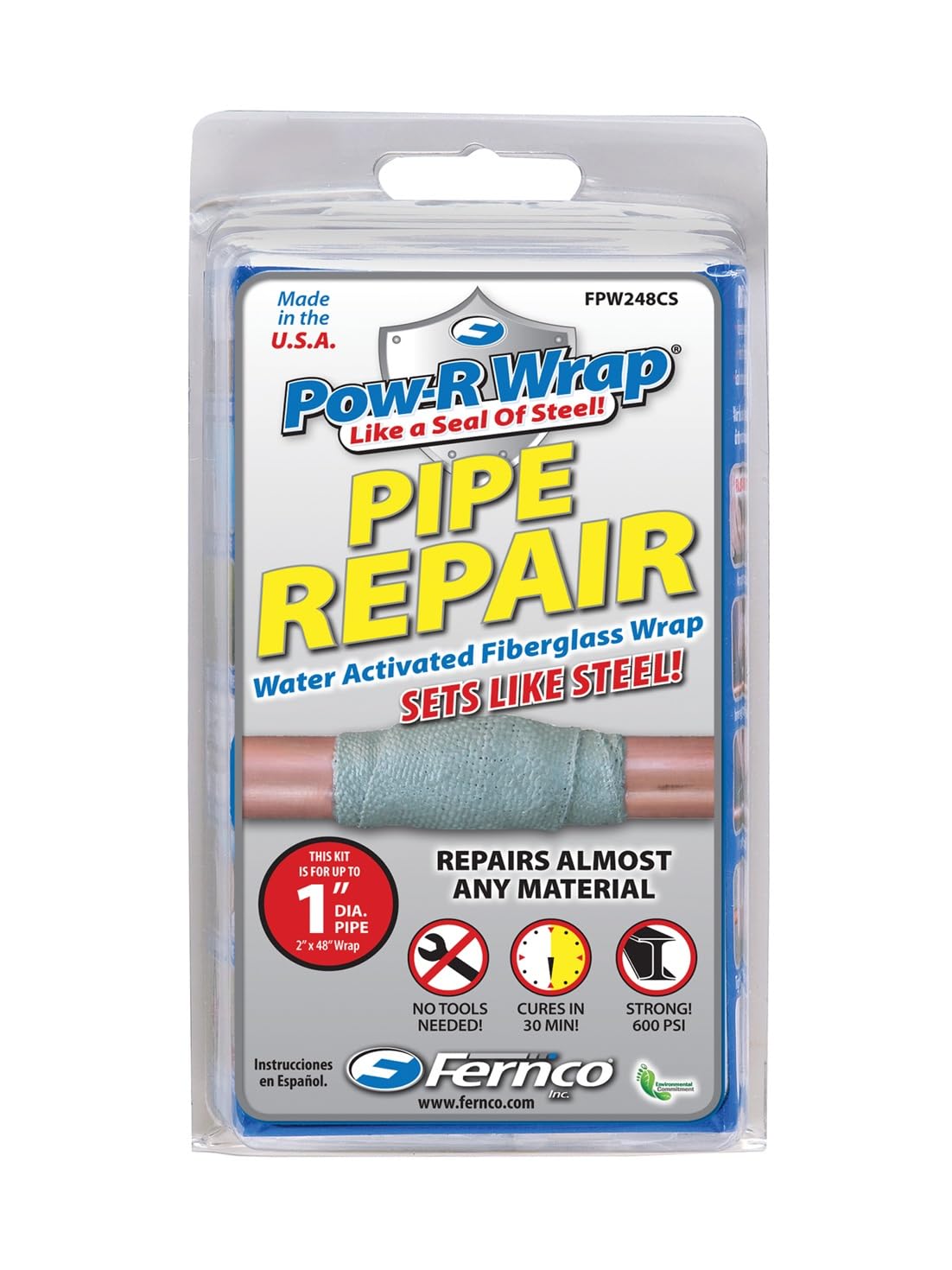 Fernco Fiberglass Repair Kit, 2 x 48 In, Gray, 1 inch (FPW248CS)
