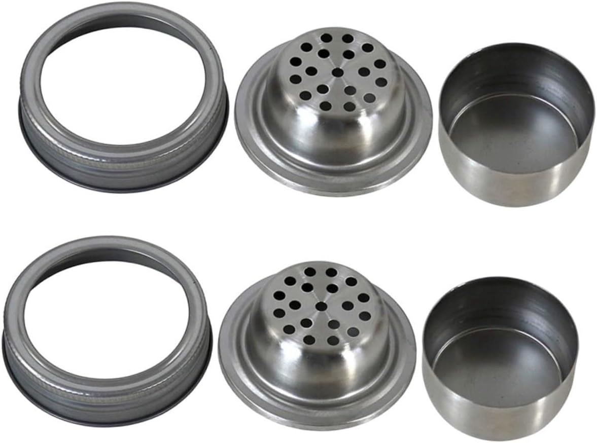PartyKindom 10pcs Stainless Steel Jar Shaker Caps Versatile Cocktail Shaking Lids Convenient Spice Dispenser Flour Sifter for -term Use Easy to Clean and Design